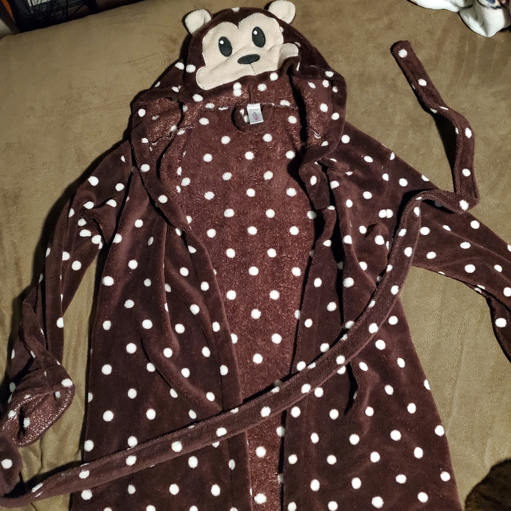 Monkey polka dot bath robe